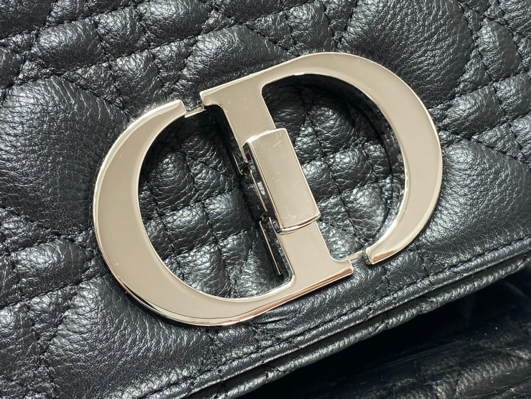 Dior Caro 小號20cm-黑色銀扣小牛皮