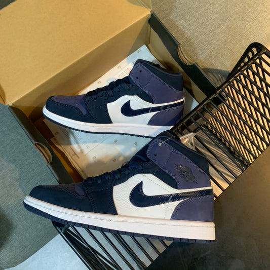 N1K- AJ 1 mid 中筒板鞋 休閒鞋 藍色