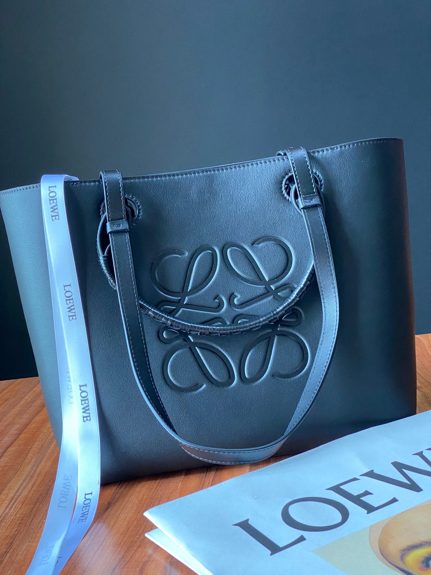 羅L威-Anagram Tote 手袋 平紋 黑色 小號