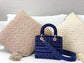 Dior Lady D-Lite黛妃包-天鵝絨刺繡藍色