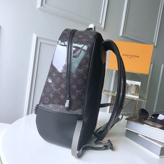Lou-Monogram Titanium 後背包 大號 黑色