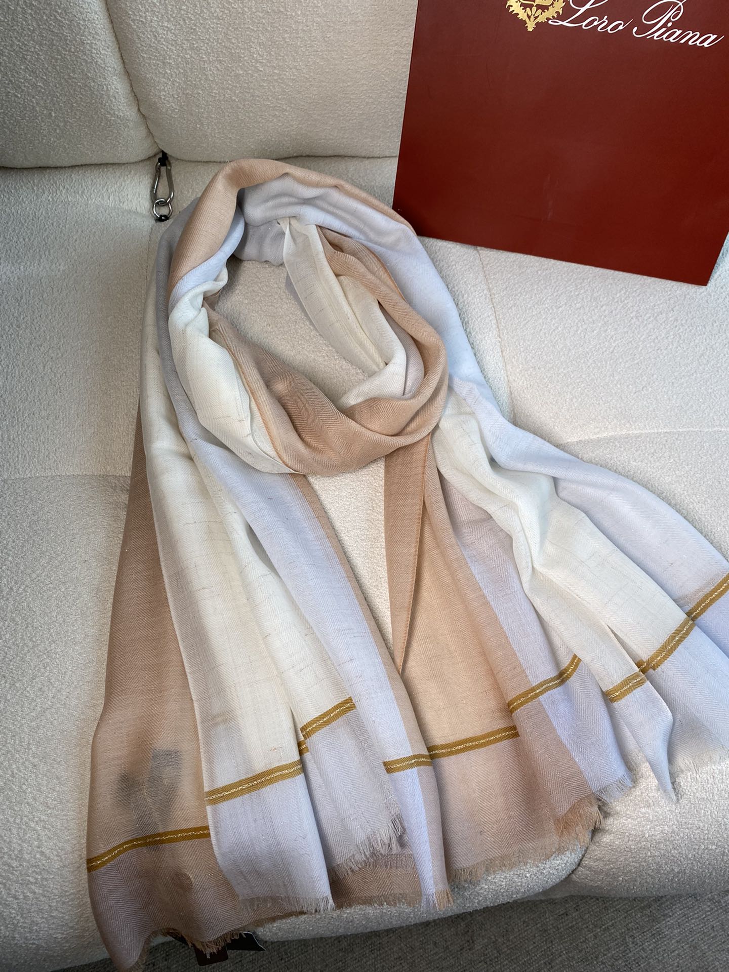 L-Piana-撞色銀絲格紋羊絨披肩-90*200cm