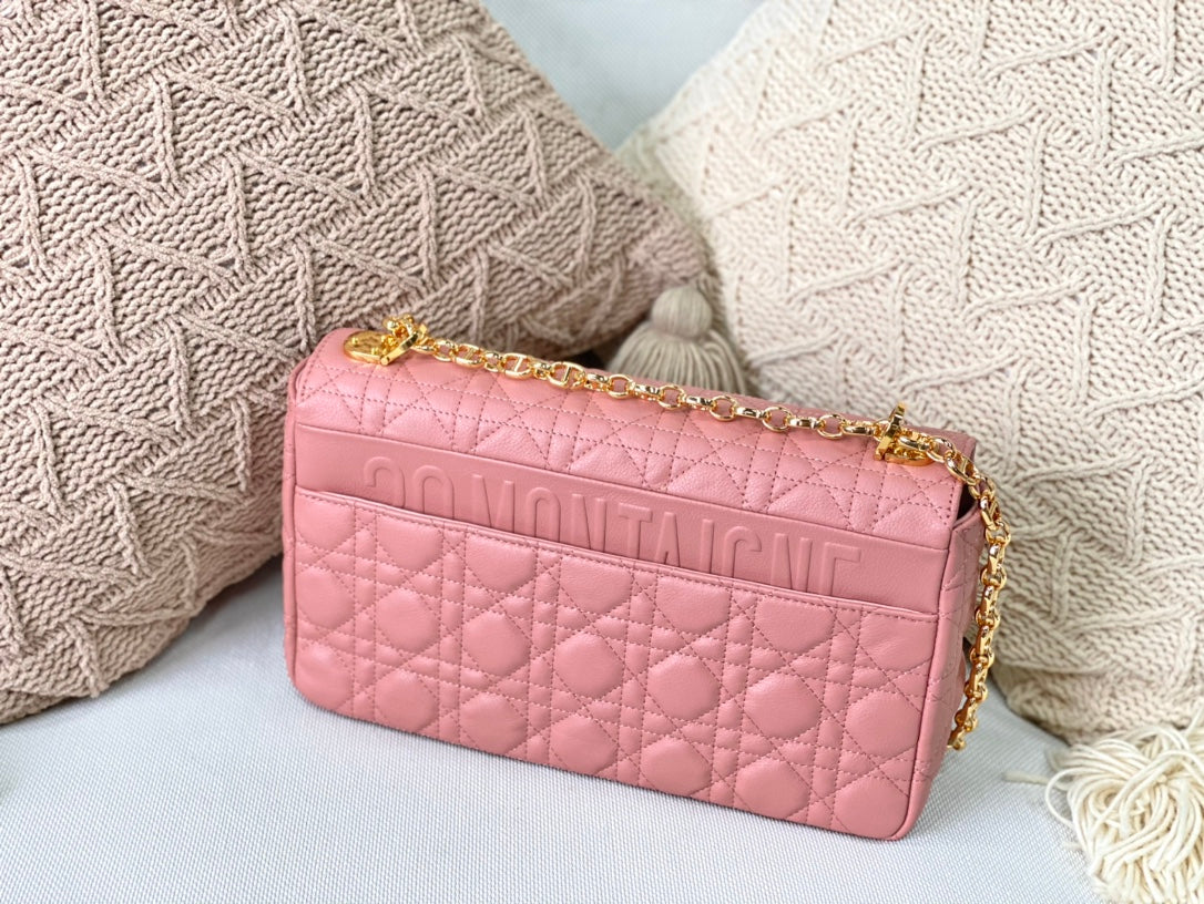 Dior Caro 大號28cm-裸粉小牛皮