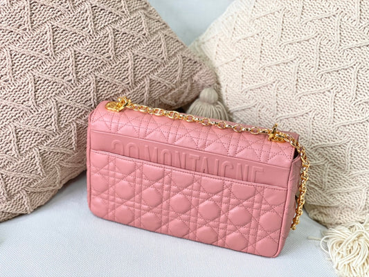 Dior Caro 大號28cm-裸粉小牛皮