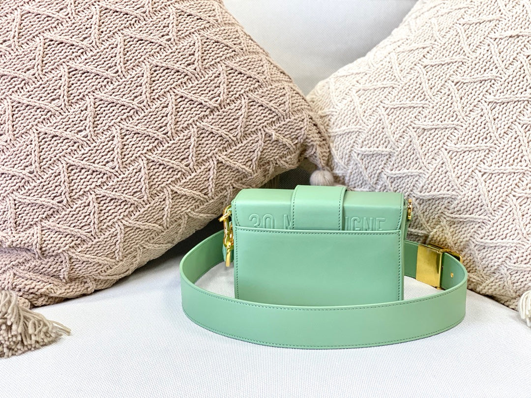 Dior 蒙田 Mini Box-平紋牛皮-金扣-17.5cm-薄荷綠