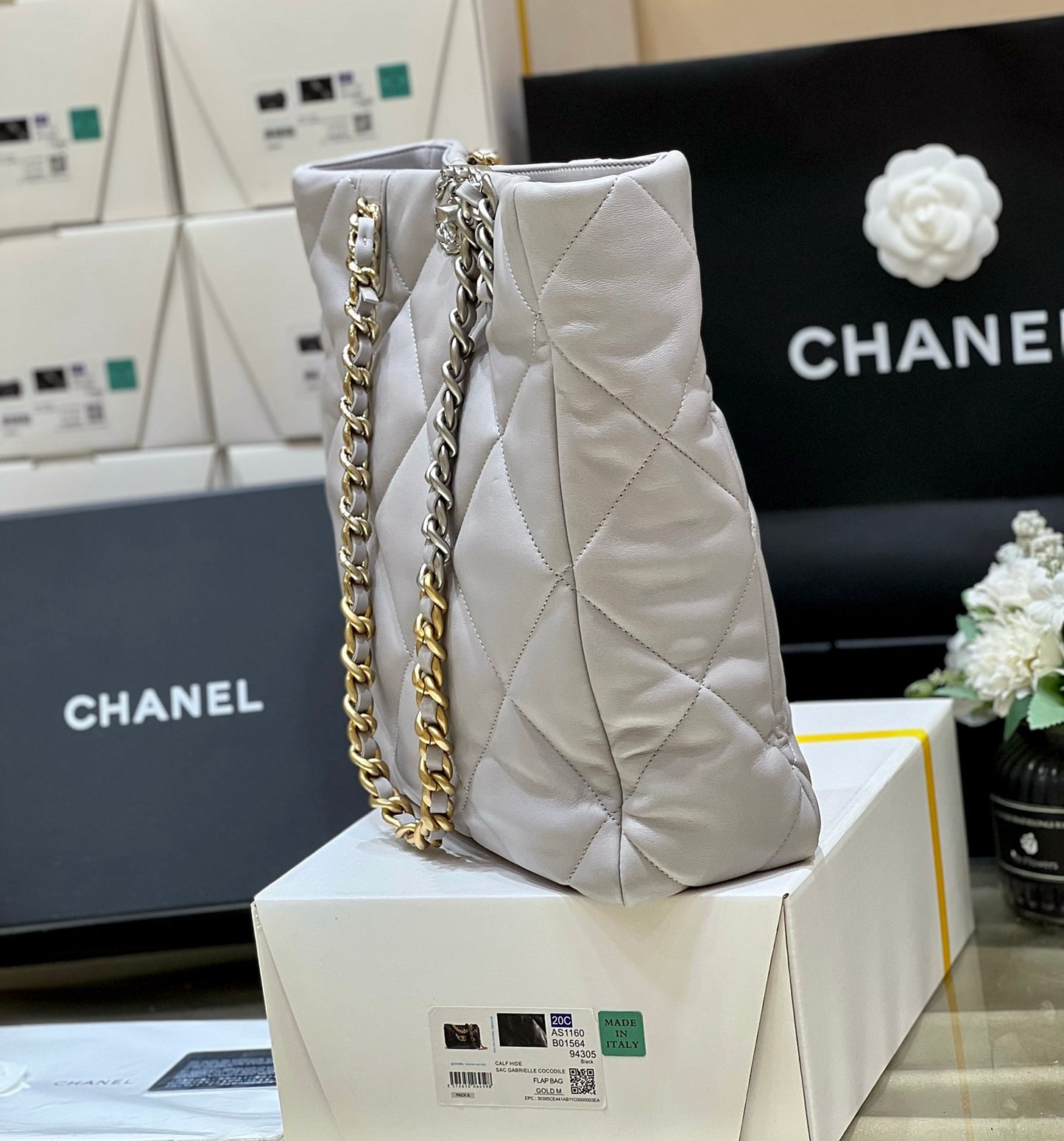 小香家-2022秋冬新款 19 bag tote購物包 銀灰色