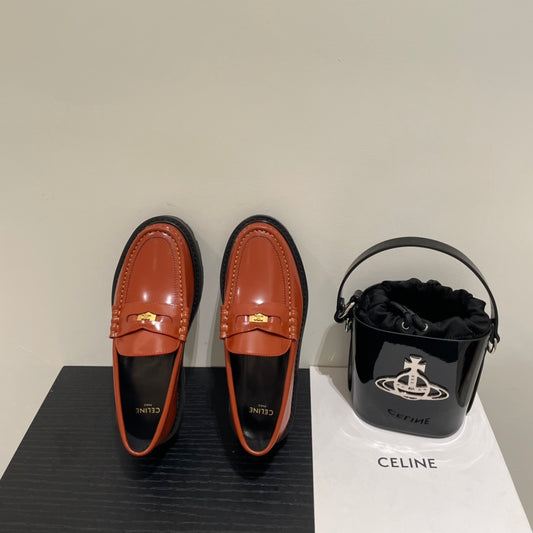 Celine鞋-Celine 樂福鞋(深駝)