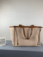 羅L威-Cushion tote 杏色棕皮