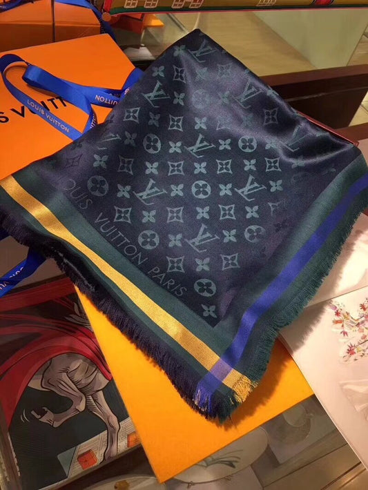 路L家-140 老花真絲方巾-頂級款手感超好