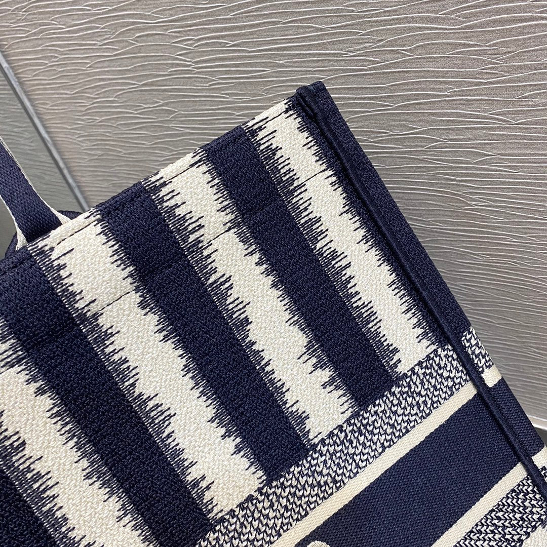 Dior Book Tote-大號41.5cm-深藍條紋