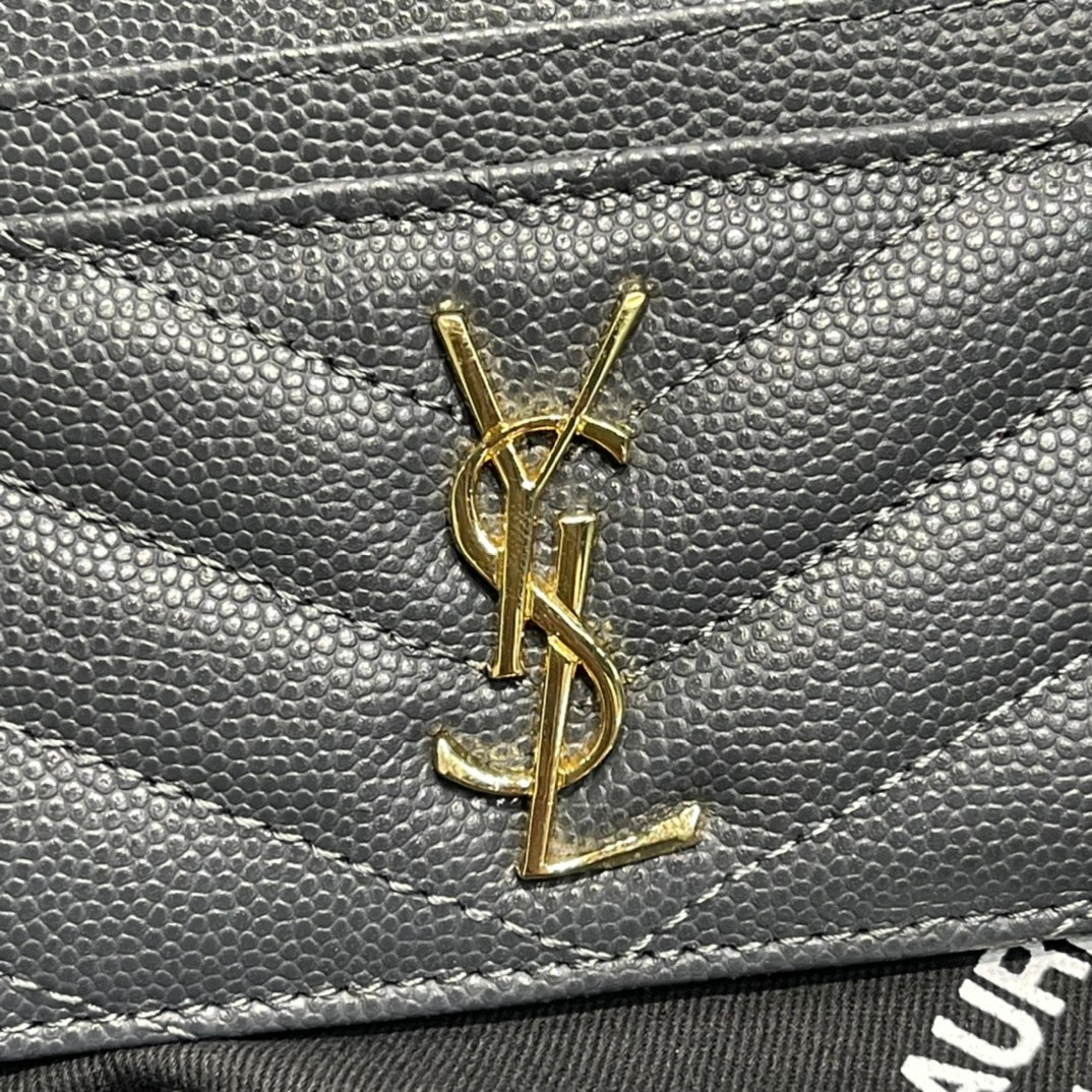 YSL卡包_藍灰色金扣