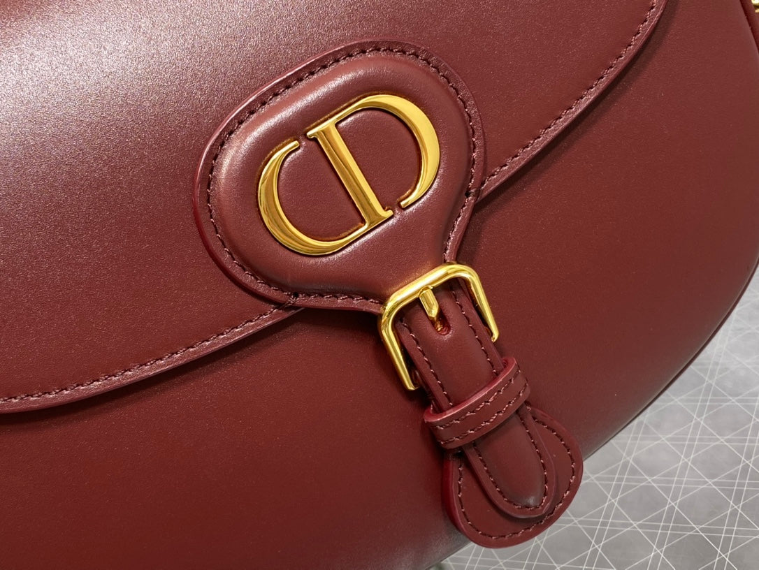 Dior Bobby-中號22cm-酒紅色牛皮