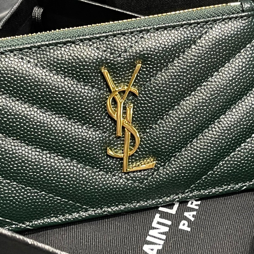 YSL 新品卡包_綠色金扣