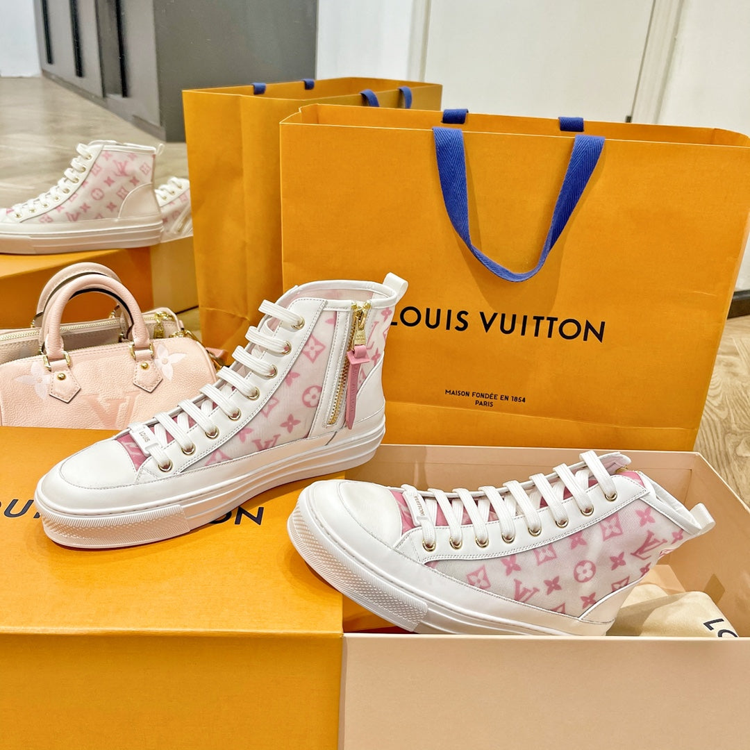 LV鞋-LV Charlie 2022春 高筒 粉色
