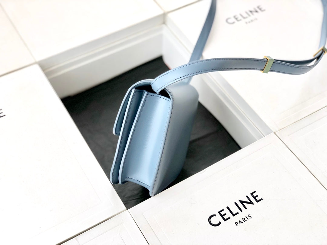 賽C家-Box Teen 拋光小牛皮手袋-淺霧籃