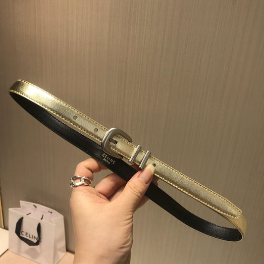賽C家-金色銀扣皮帶-1.8cm