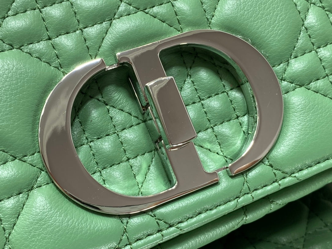 Dior Caro 小號20cm-綠色銀扣小牛皮