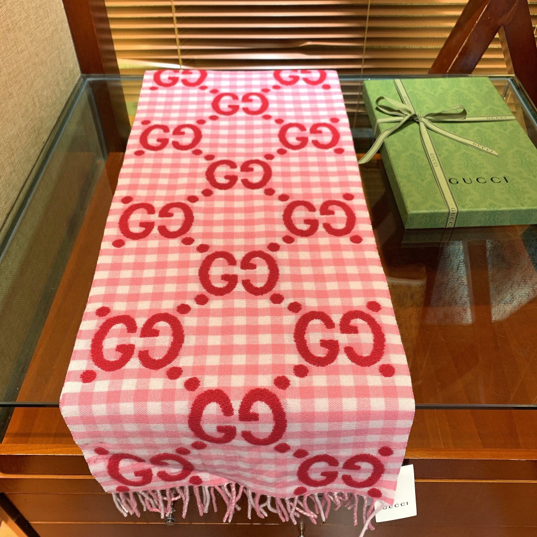 古G家-提花面料雙面圍巾-95%羊毛+5%滌綸-35*240cm