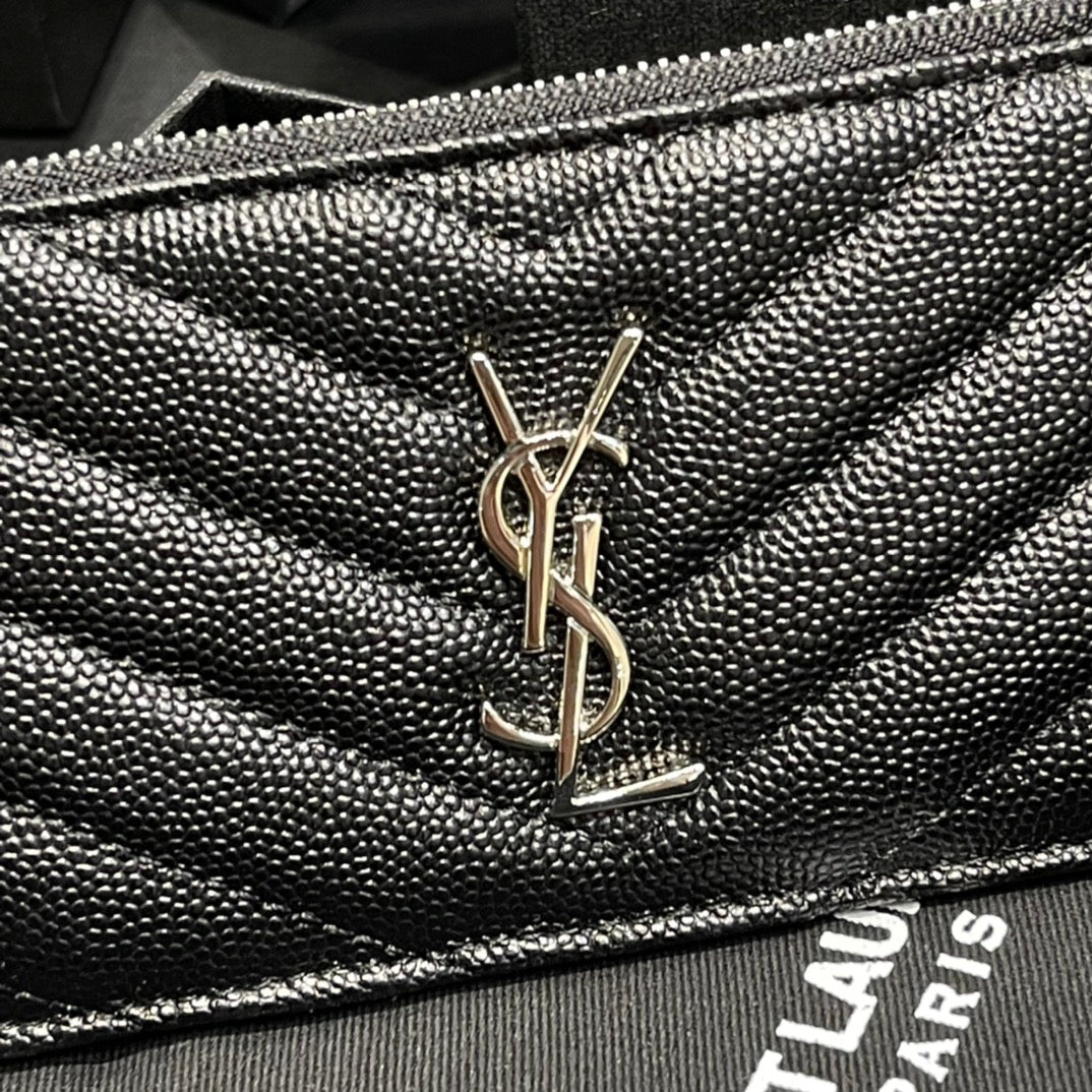 YSL 新品卡包_黑色銀扣