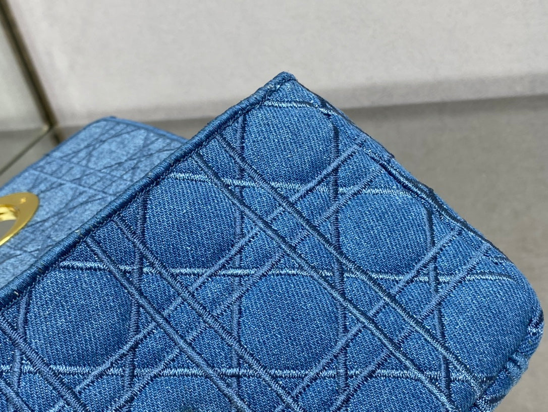 Dior Caro 小號20cm-牛仔藍