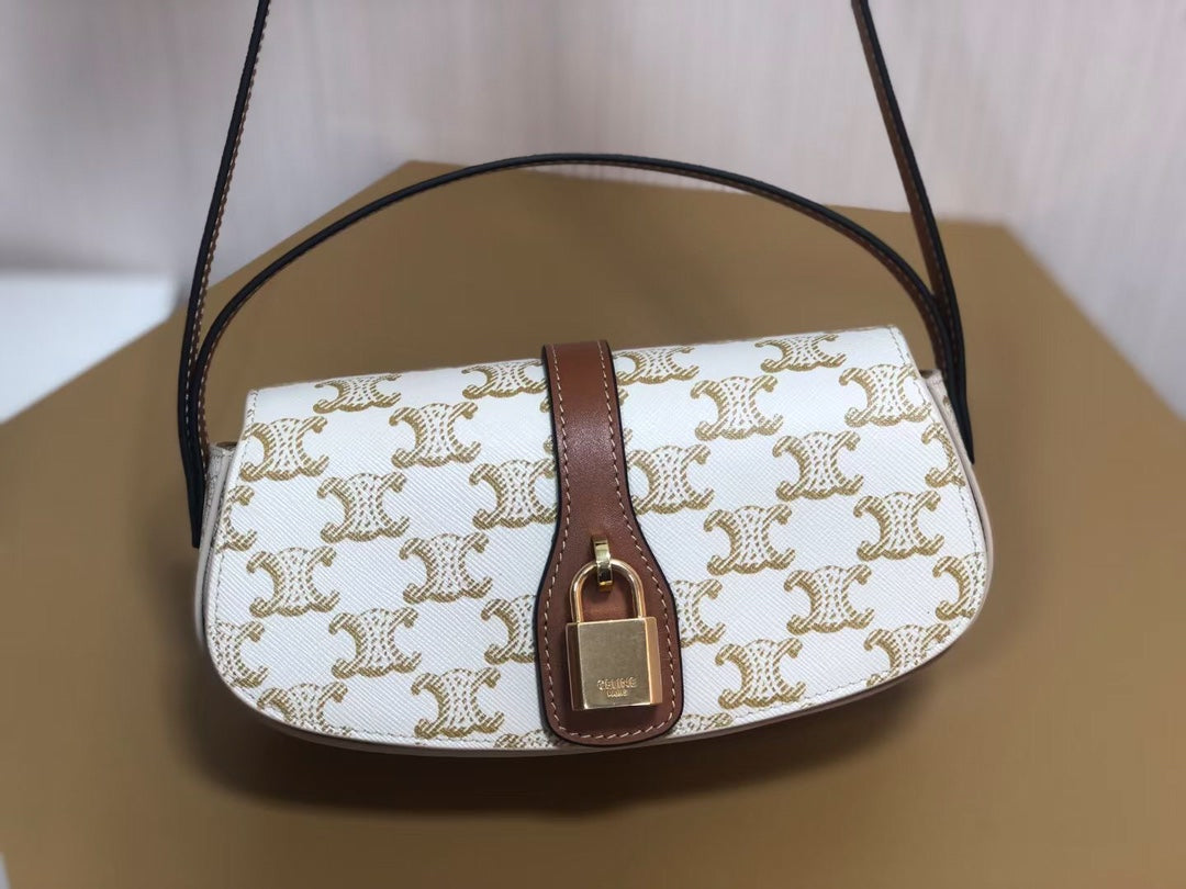 賽C家-Mini Tabou Clutch 鎖頭飾腋下包 老花白棕