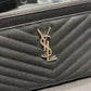 YSL 拉鍊手拿包 扁長夾 黑色銀扣