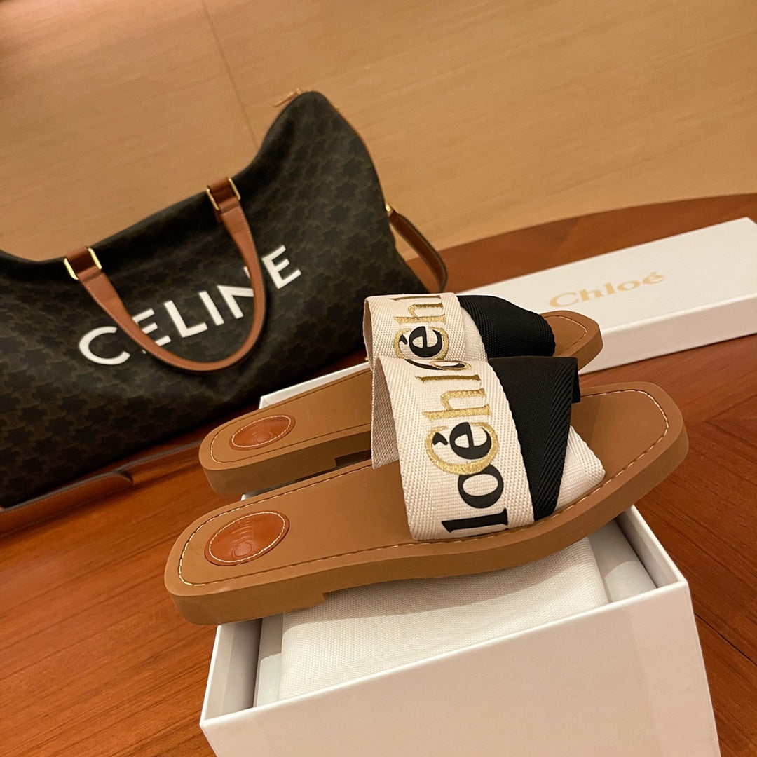 Chloe鞋-Chloe Woody Logo 撞色 拖鞋