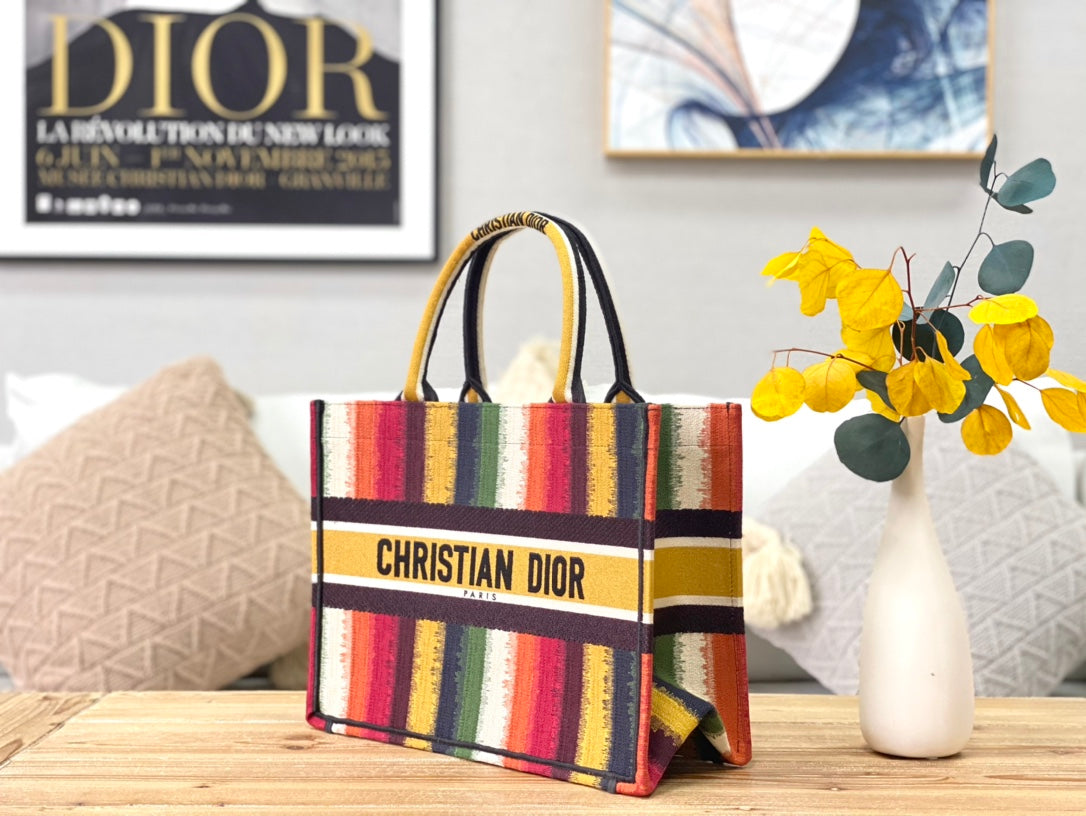 Dior Book Tote-小號36.5cm-多色條紋