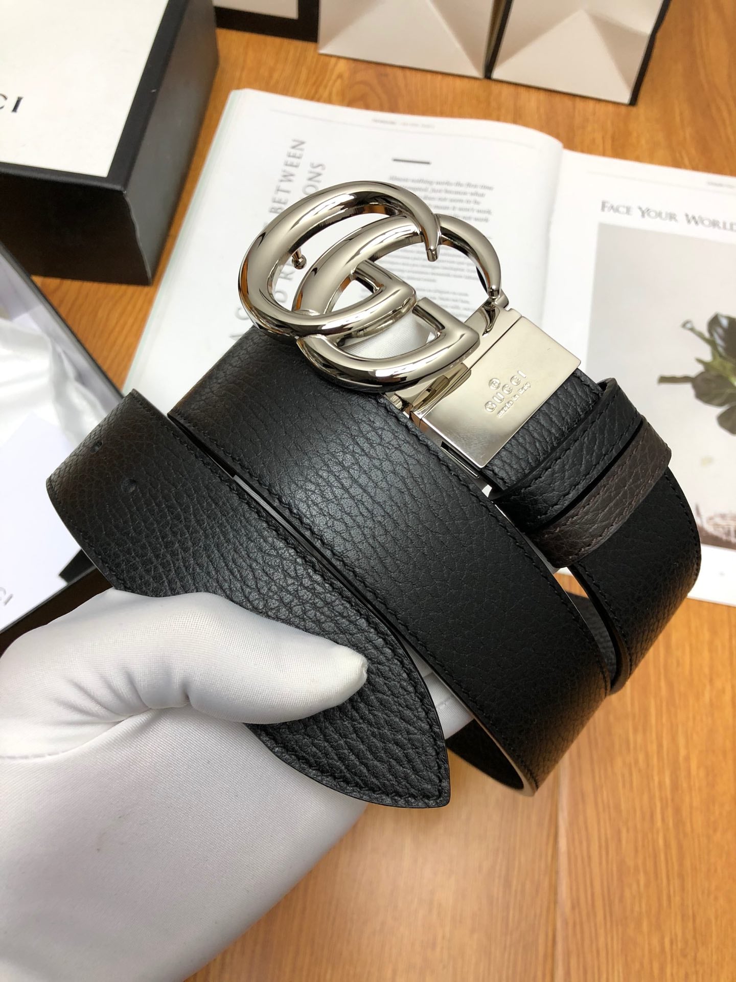 古G家-荔枝紋皮帶-3.8cm-男款