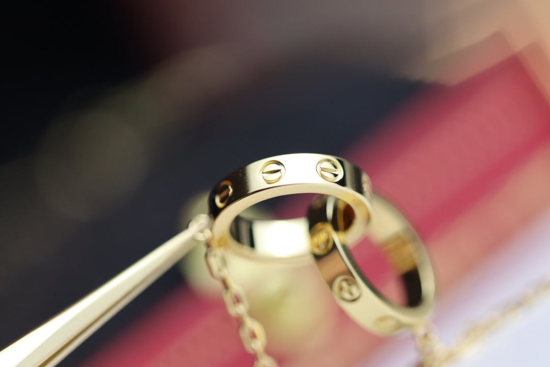Cartier Love雙環項鍊-黃金-無鑽