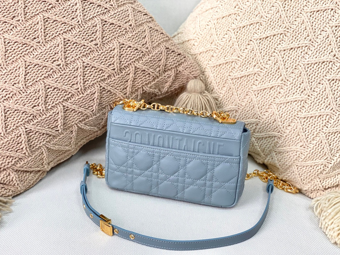 Dior Caro 小號20cm-天藍小牛皮