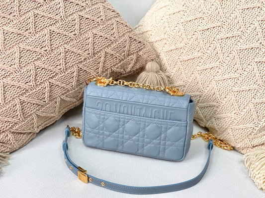 Dior Caro 小號20cm-天藍小牛皮