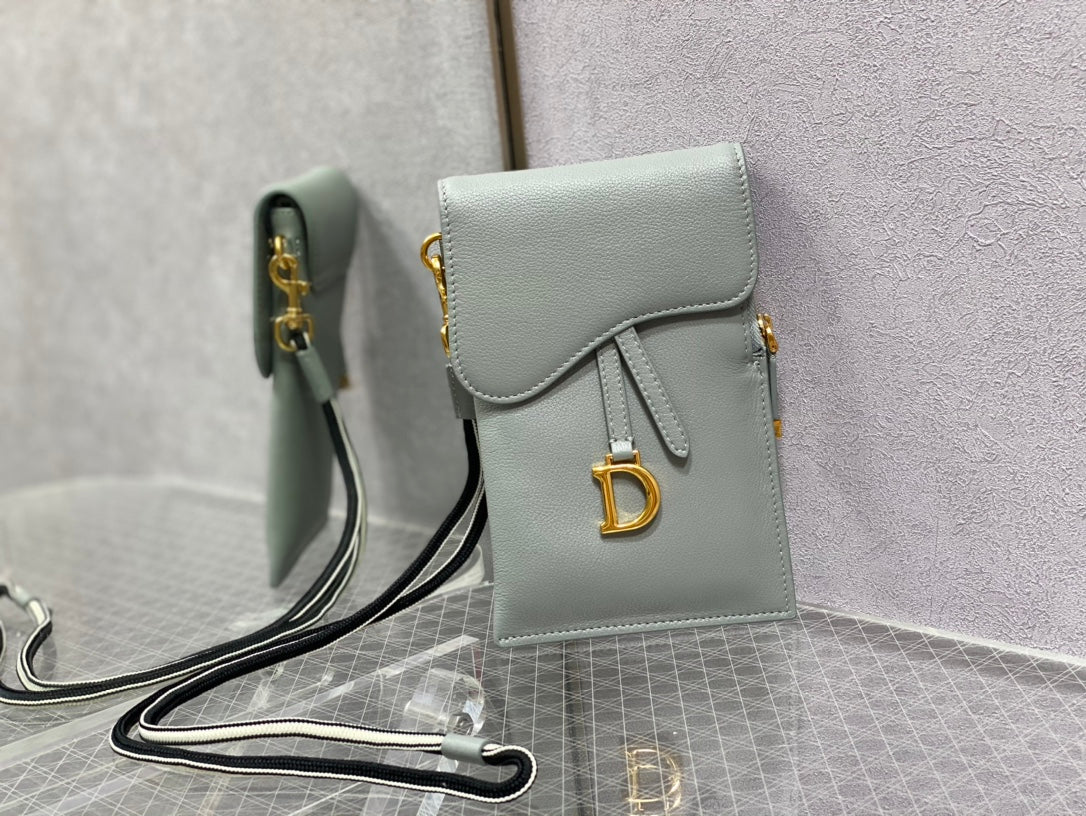 Dior-馬鞍 手機包 零錢包 岩石灰
