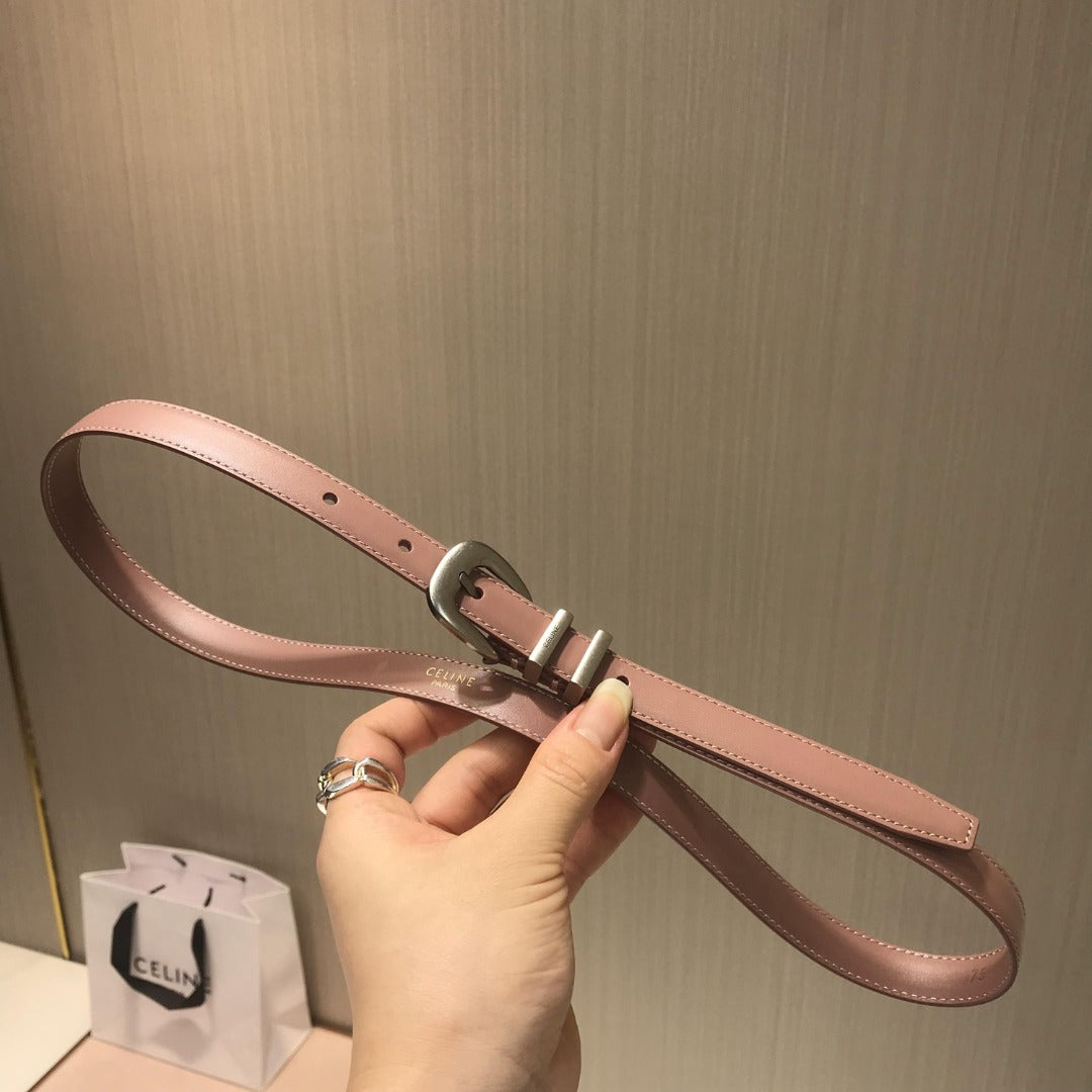 賽C家-粉色銀扣皮帶-1.8cm