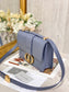 Dior 蒙田 30 Montaigne系列-24cm-金扣-牛皮手掌紋-海藍色