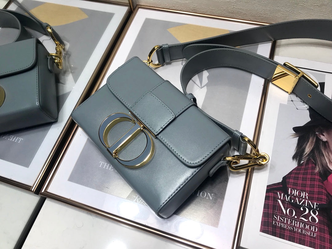 Dior 蒙田 Mini Box 珐瑯扣-17.5cm-灰
