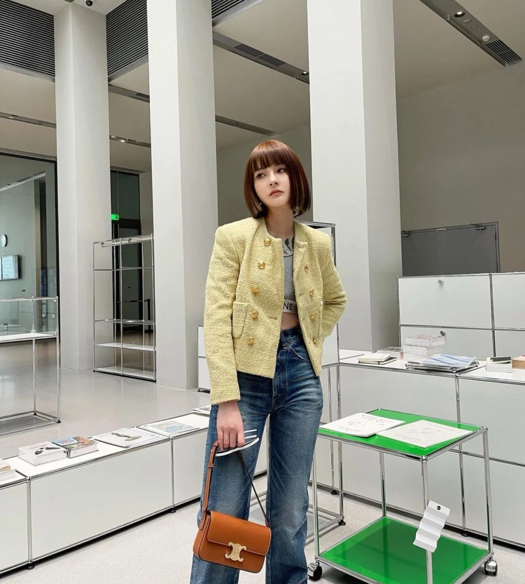 Celine Triomphe 牛皮革腋下包-棕色