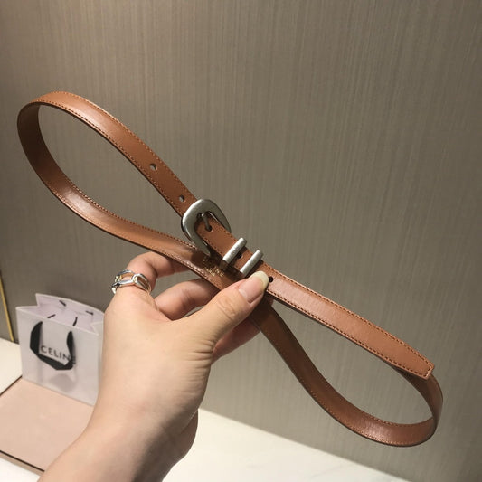賽C家-咖色銀扣皮帶-1.8cm