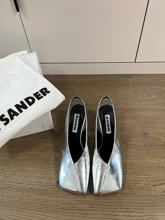 Jil sander-方頭高跟涼鞋 銀色