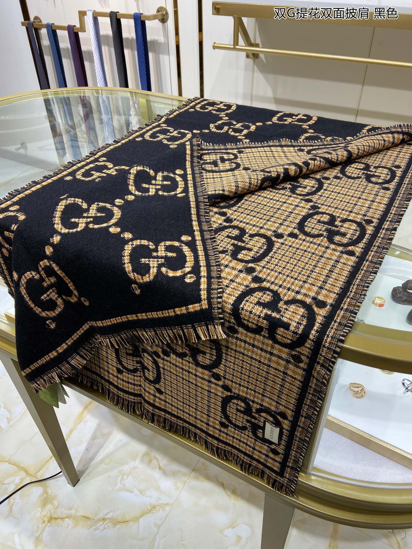 古G家-復古雙面羊毛圍巾-100%新剪羊毛