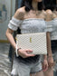 YSL_提花拼接文件手拿包-白色金扣-30cm