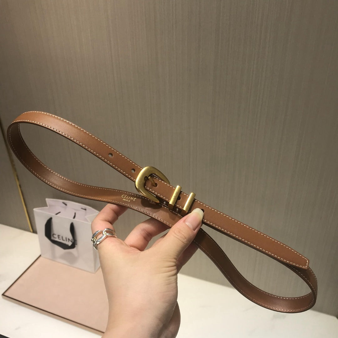 賽C家-咖色金扣皮帶-1.8cm