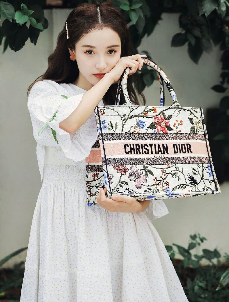 Dior Book Tote-小號36.5cm-月季花
