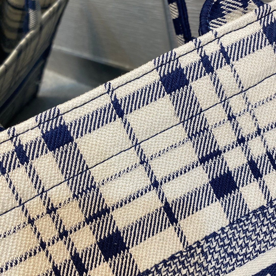 Dior Book Tote-小號36.5cm-黑白格紋