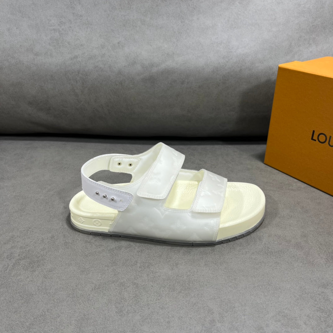 Lou-壓紋涼鞋 白色