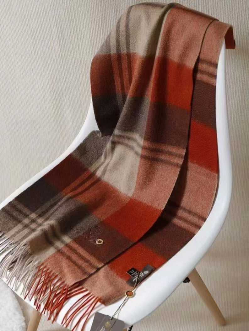 L-Piana 經典水波紋拼色羊絨圍巾-100%頂級羊絨 180*30cm