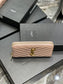 YSL 拉鍊長夾 粉色金扣