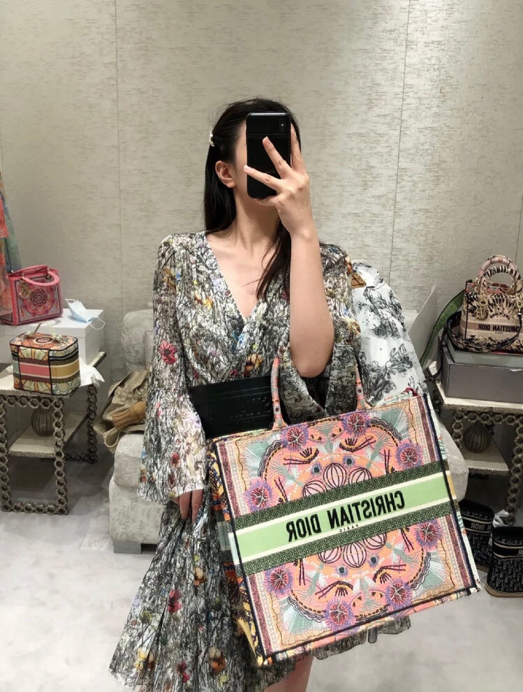Dior Book Tote-大號41.5cm-多色花朵