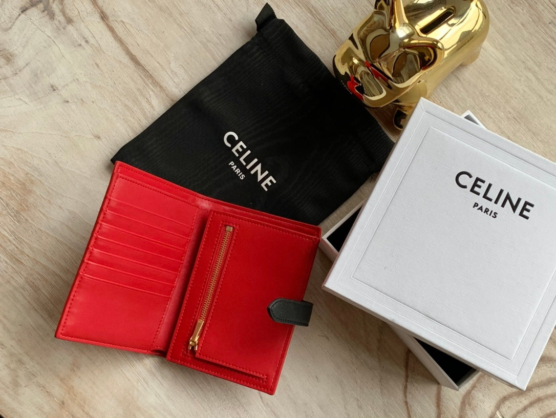 Celine 中夾-STRAP粒面小牛皮錢包