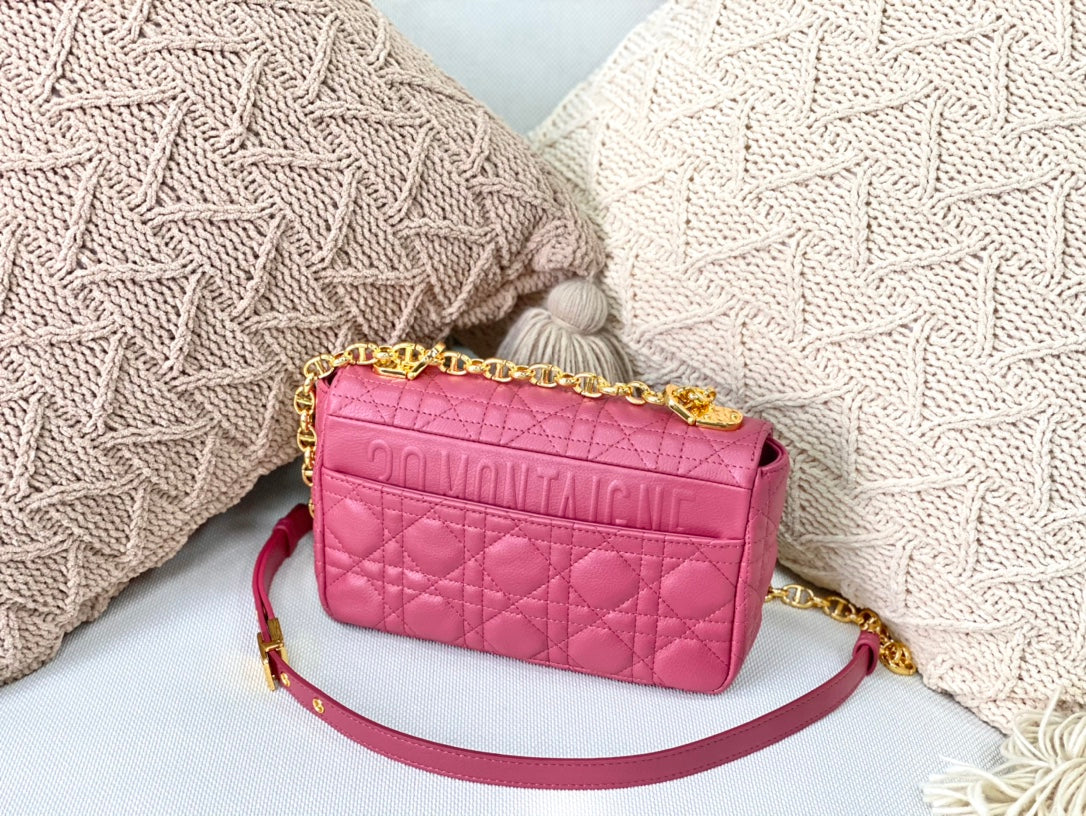 Dior Caro 小號20cm-玫紅小牛皮